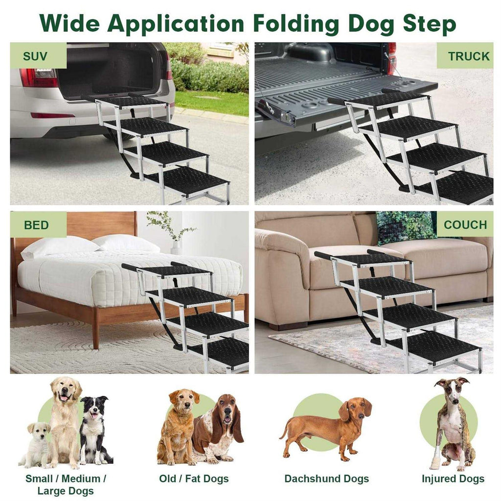 Extra Wide Foldable Dog Car Stairs with Nonslip Surface F129