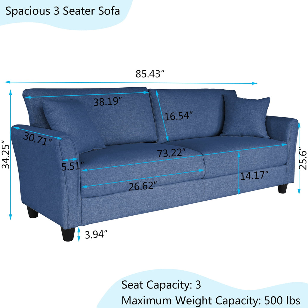Linen Upholstered 3-Seater Loveseat L144681