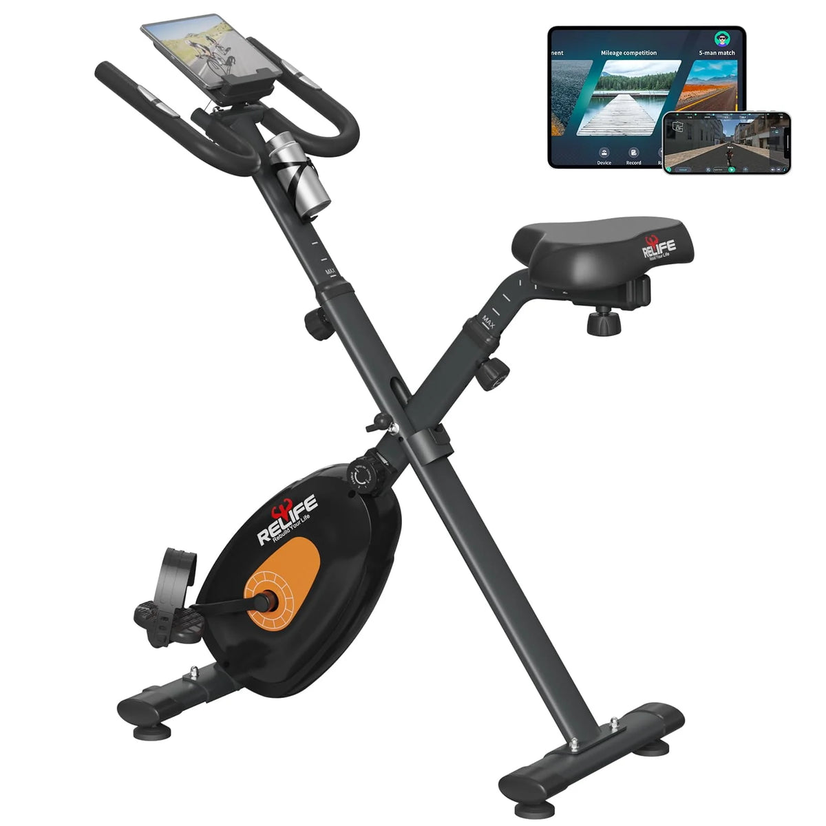 Upright Foldable Stationary Bike Black Z3706