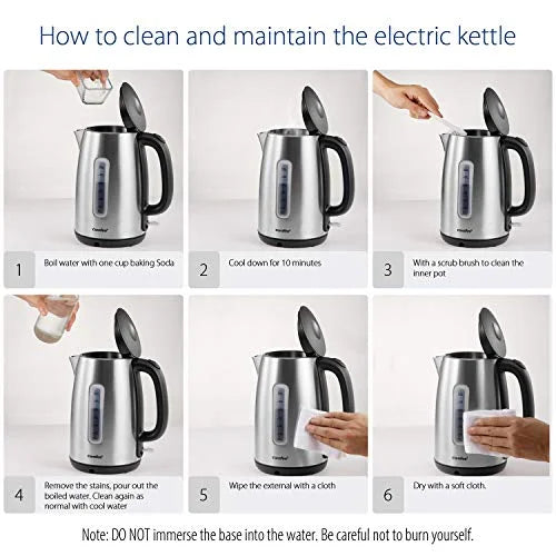 Stainless Steel Cordless Electric Kettle 1500W 1.7 Liter I393703