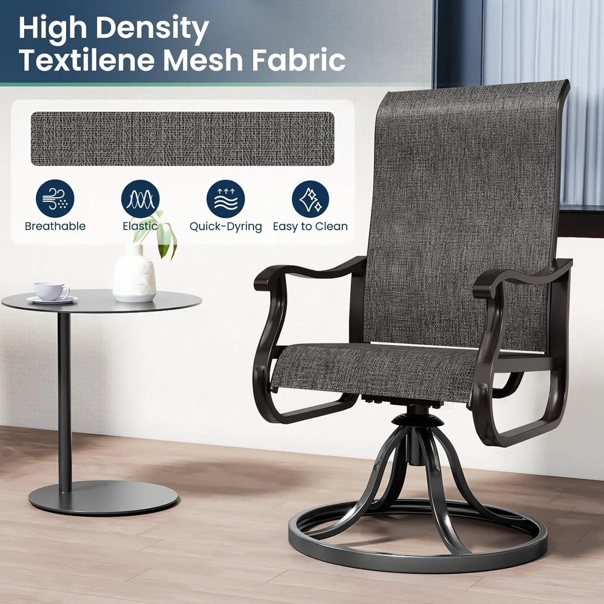 Set of 2 Swivel Outdoor Dining Chairs X3329