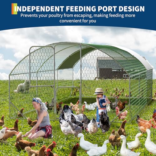 Heavy Duty Walk-in Chicken Coop Metal Poultry Cage with Waterproof UV Cover O65694