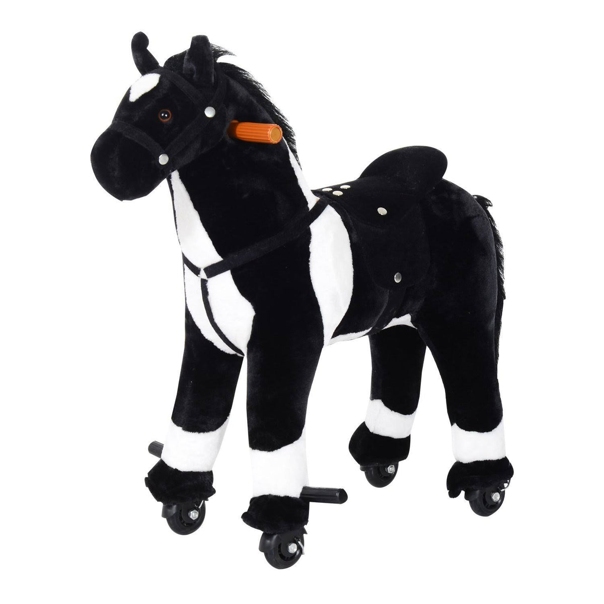 Kids Plush Ride on Walking Horse with Wheels - Black G202