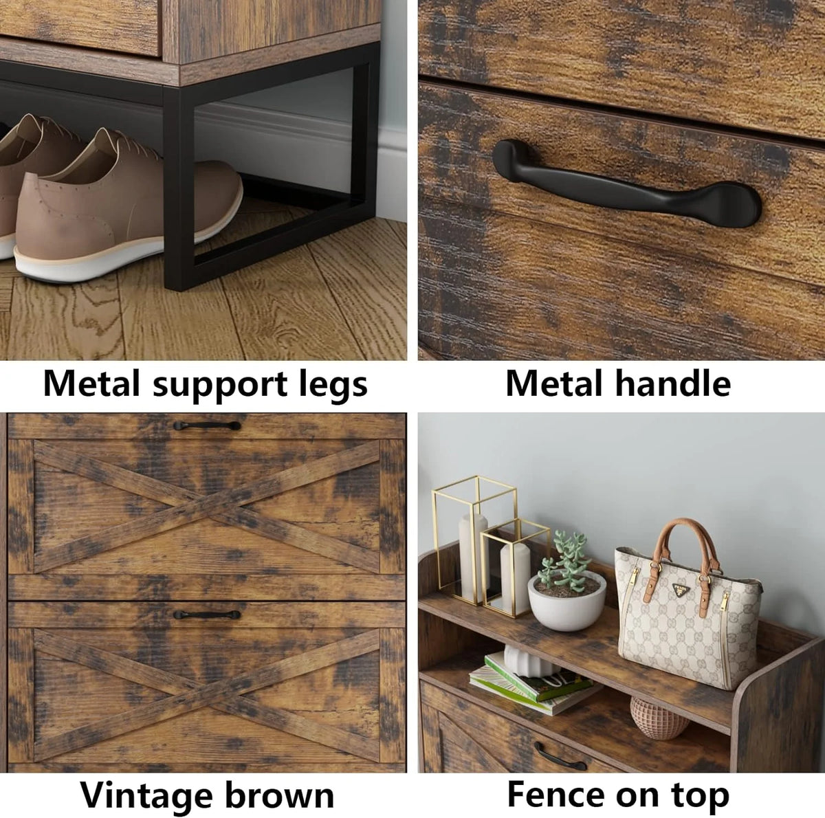 Shoe Cabinet with 2 Flip Drawers Narrow Shoe Organizer Cabinet C97548