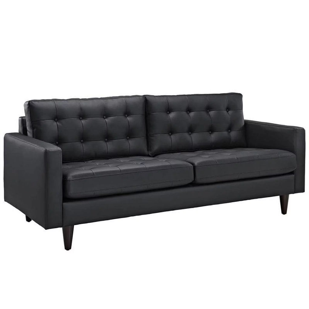 Black Leather Tufted Sofa D57801