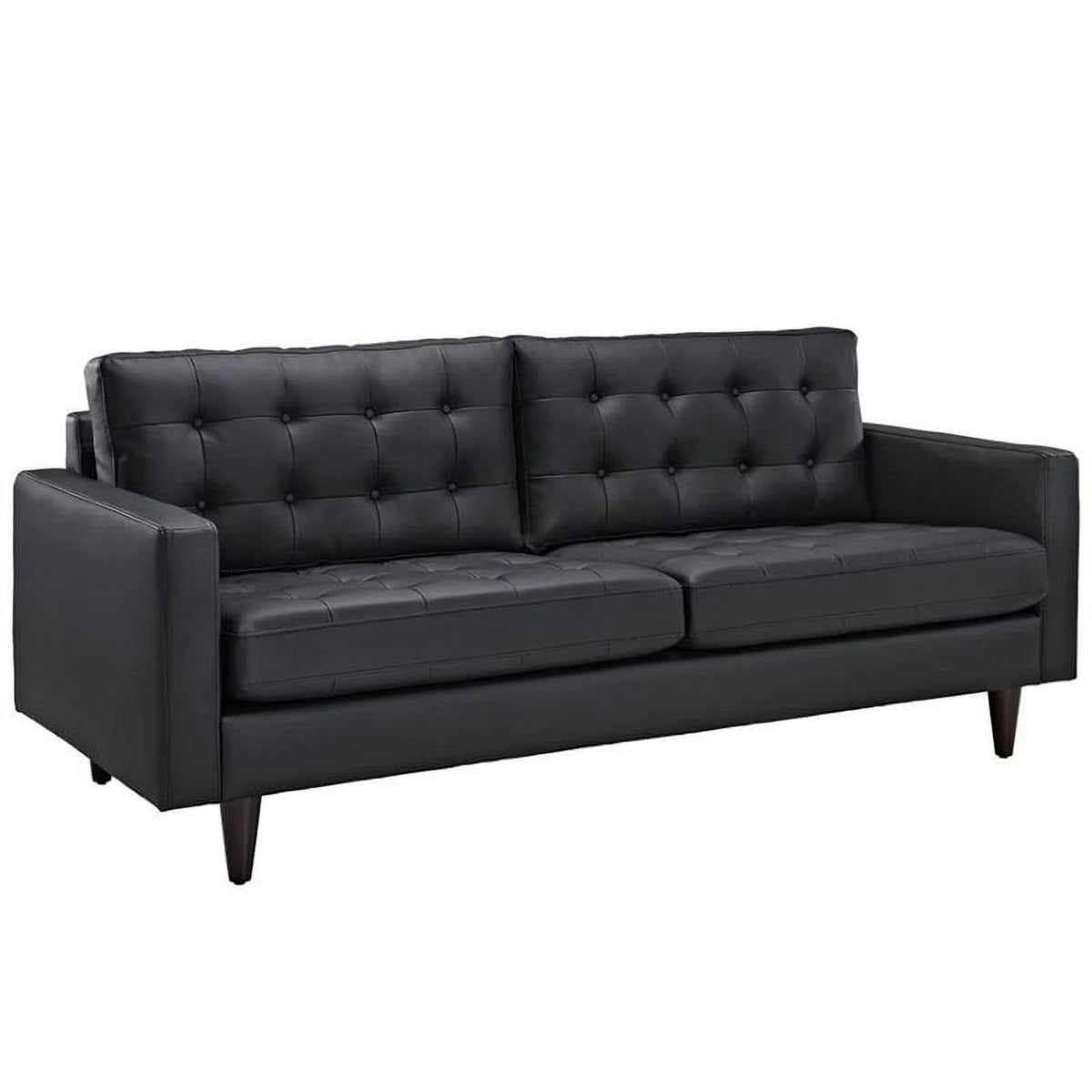 Black Leather Tufted Sofa D57801