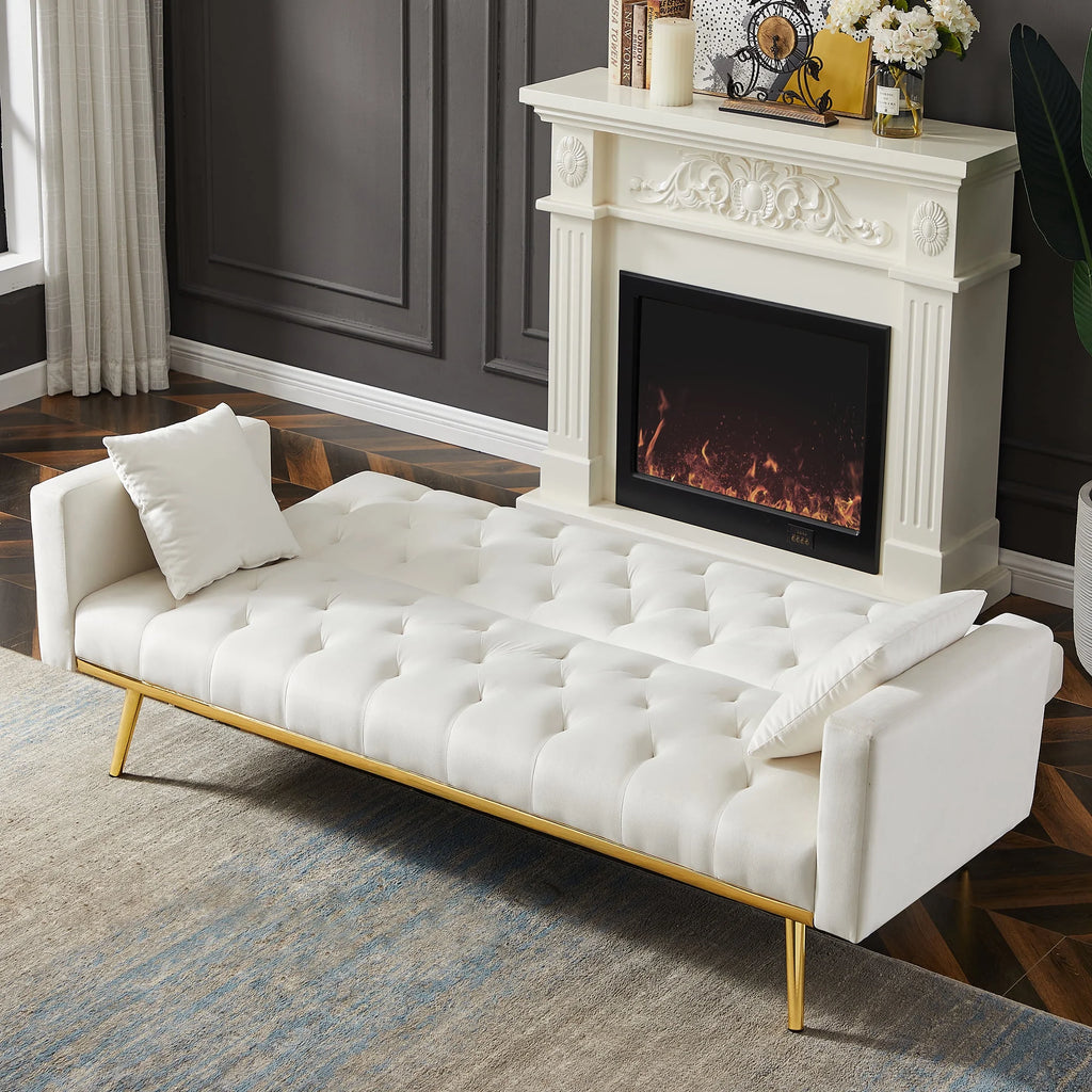 White Convertible Folding Futon Sofa Bed Y2944