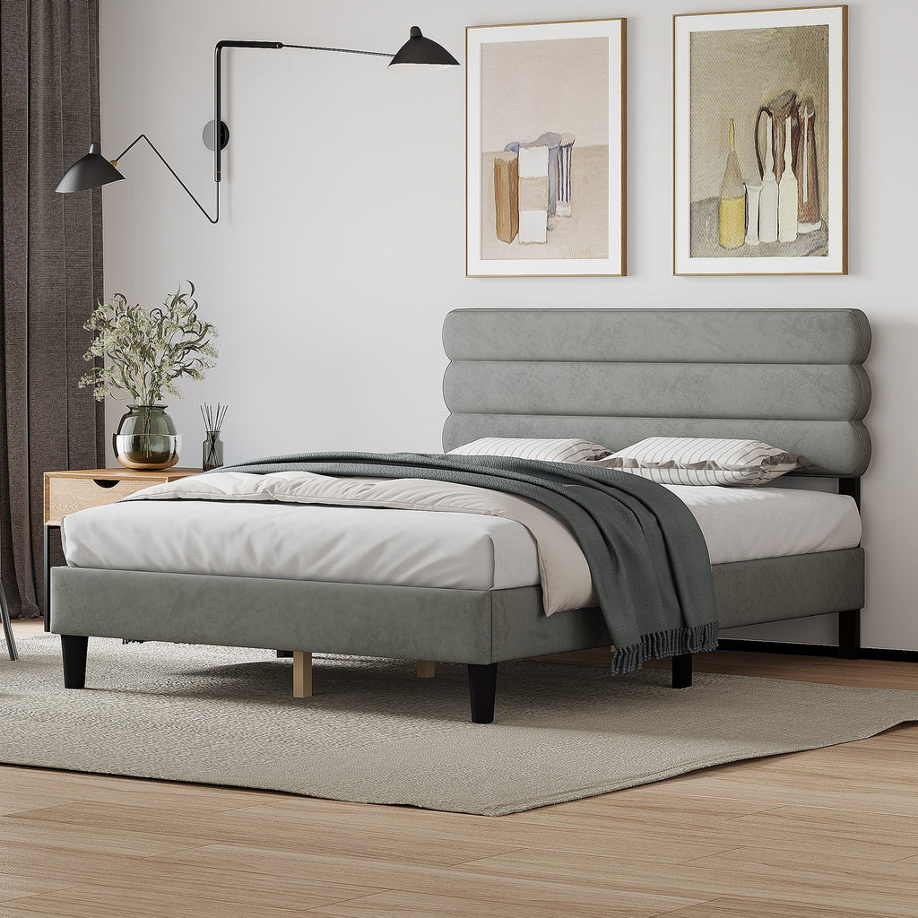 Queen Size Bed Frame Light Gray G54043