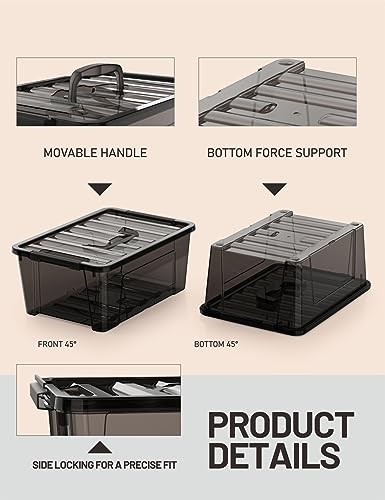 Clear Storage Bins with Lids, 6-Pack S96043