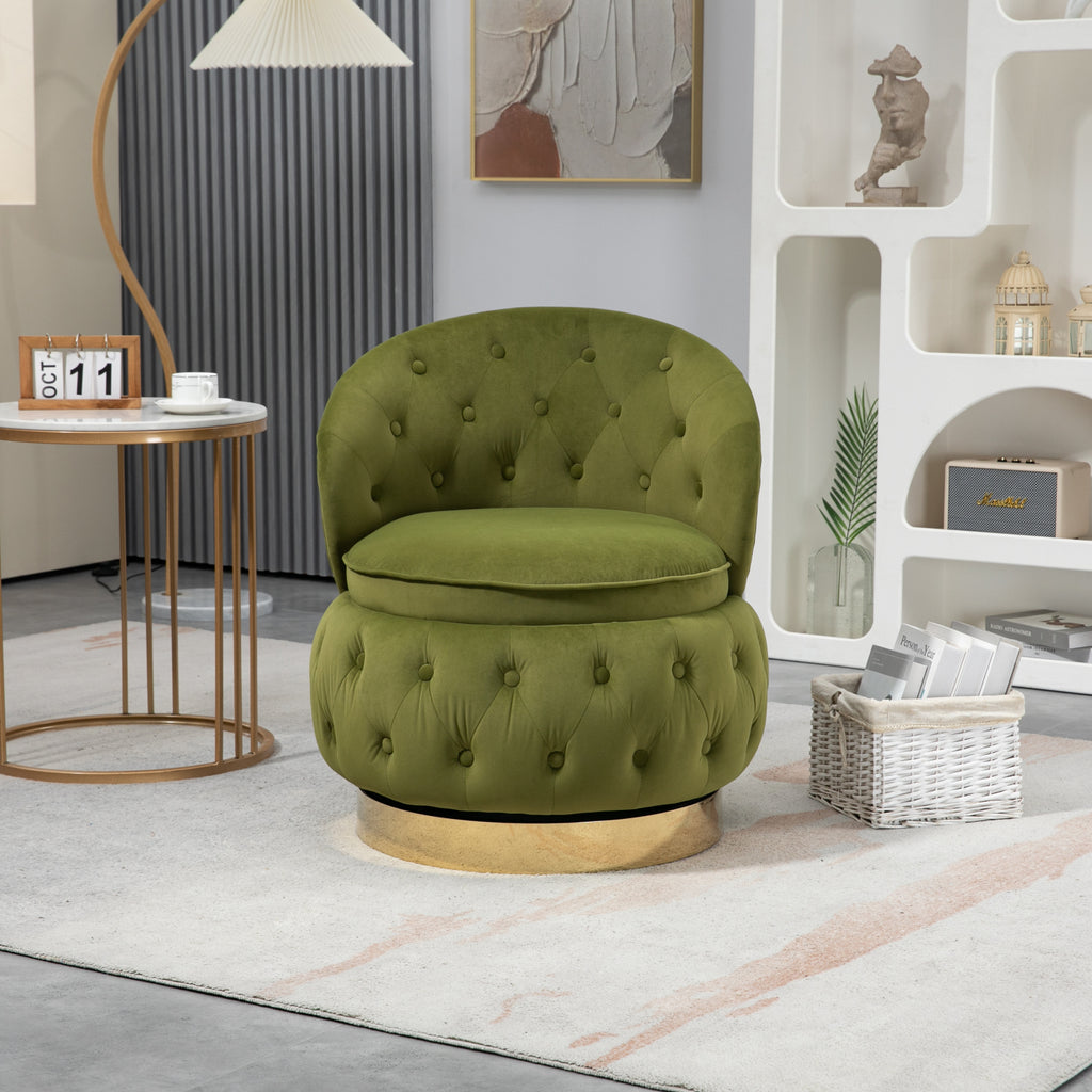 Olive Green Velvet Swivel Accent Chair Z878