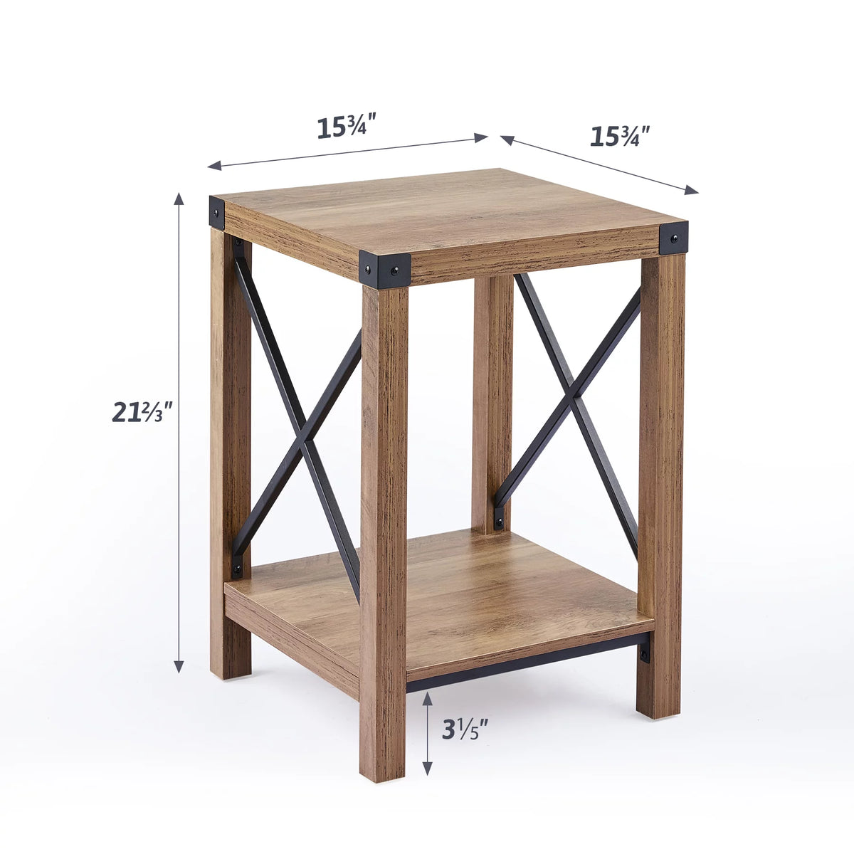 16x16 Teak Side Table with Shelf S887