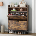 Shoe Cabinet with 2 Flip Drawers Narrow Shoe Organizer Cabinet C97548