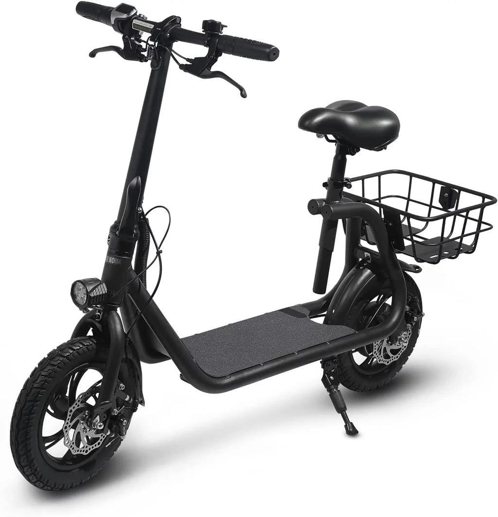 Foldable Electric Scooter with Seat and Carry Basket V777769