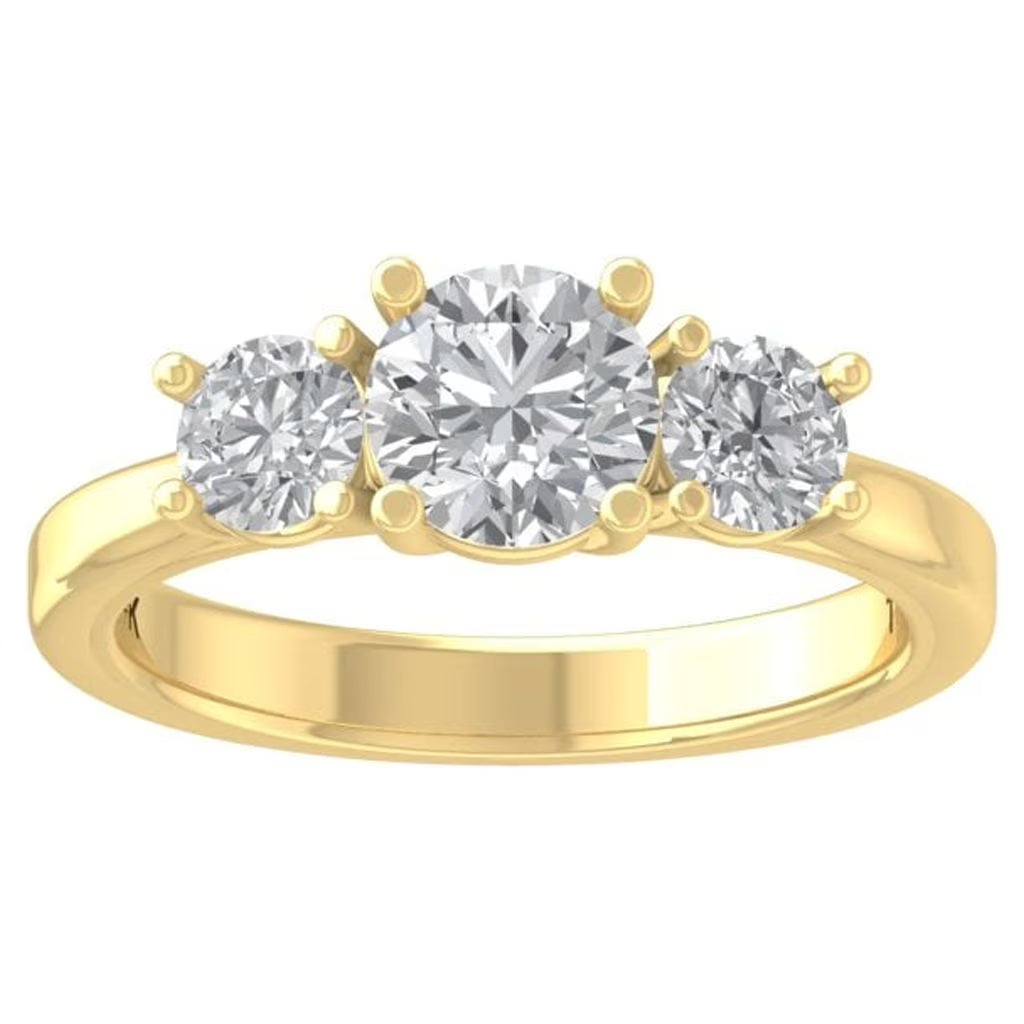14K Yellow Gold Diamond Three Stone Engagement Ring Size 6 I526329