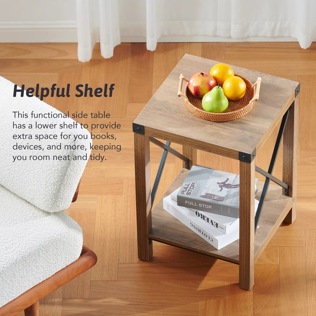 16x16 Teak Side Table with Shelf S887