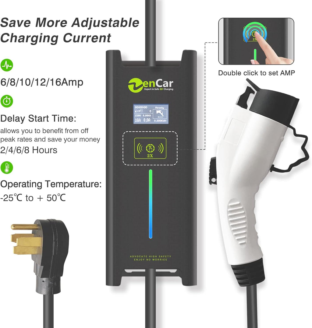 EV Charger with Cable Holder, Timing Delay, 230V, 16A, NEMA 6-20 J750291