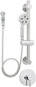 Polished Chrome Handheld Shower Head with Hose, Shower Valve, and Grab Bar Shower Combo W82516