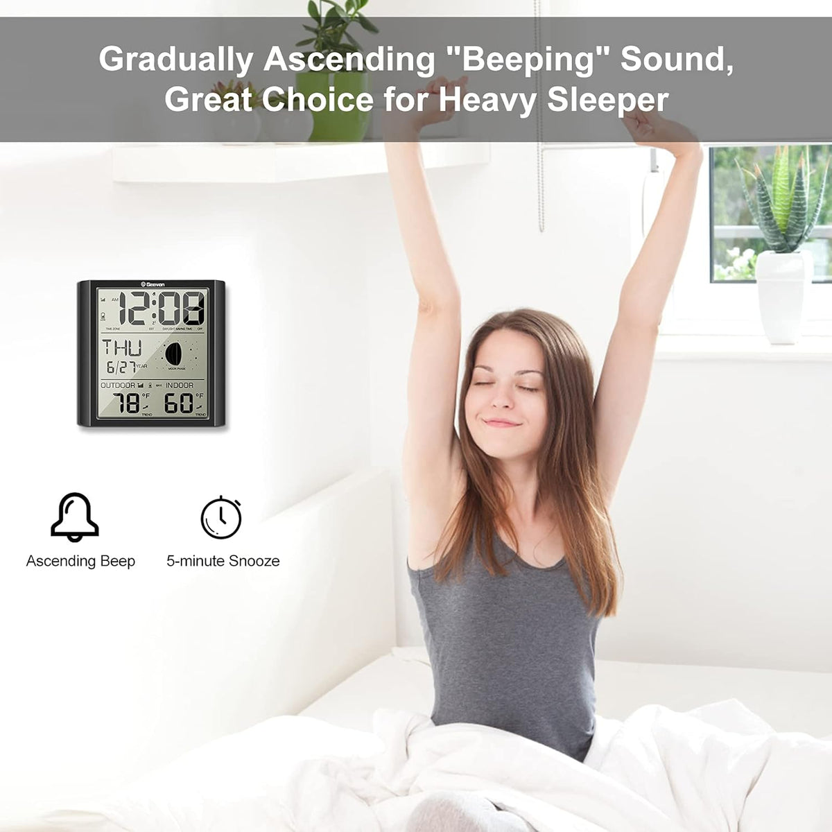 Digital Atomic Wall Clock with Indoor Outdoor Temperature B943171