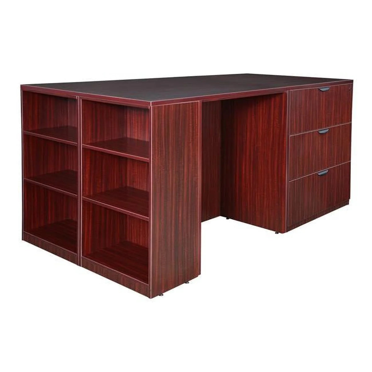 Mahogany Stand Up Lateral File & Desk with Bookcase End M111