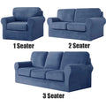 Dark Blue 3 Piece Stretch Velvet Sofa Slipcover S39791