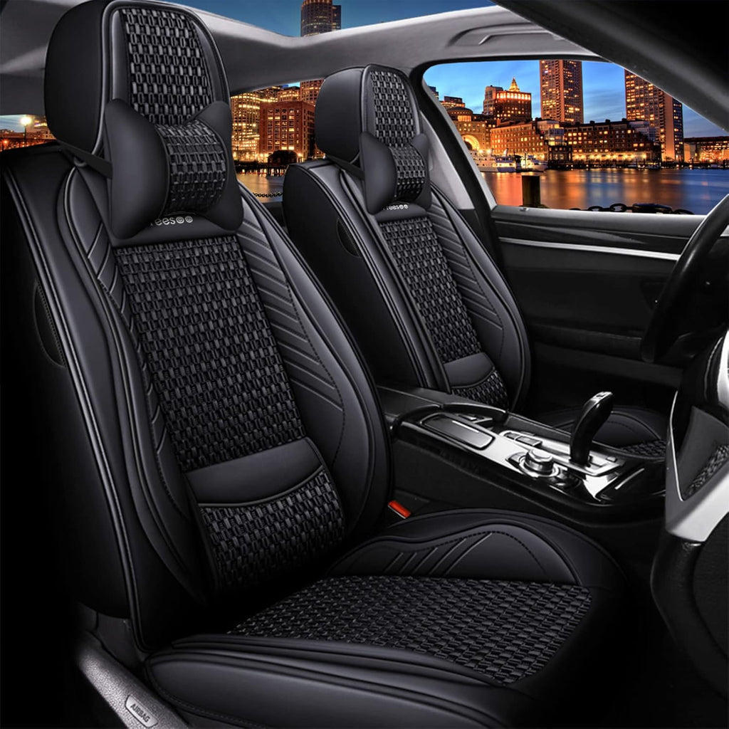 Coffee Leather Car Seat Covers Full Set 5 Seats J300