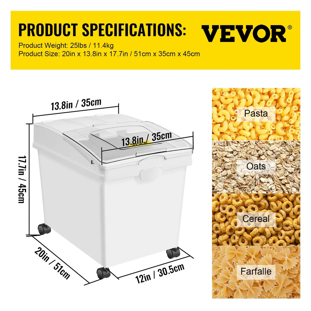 10.5 Gallons PP Ingredient Storage Bin with Scoop and Sliding Lid, 3 Pcs/Set W944723