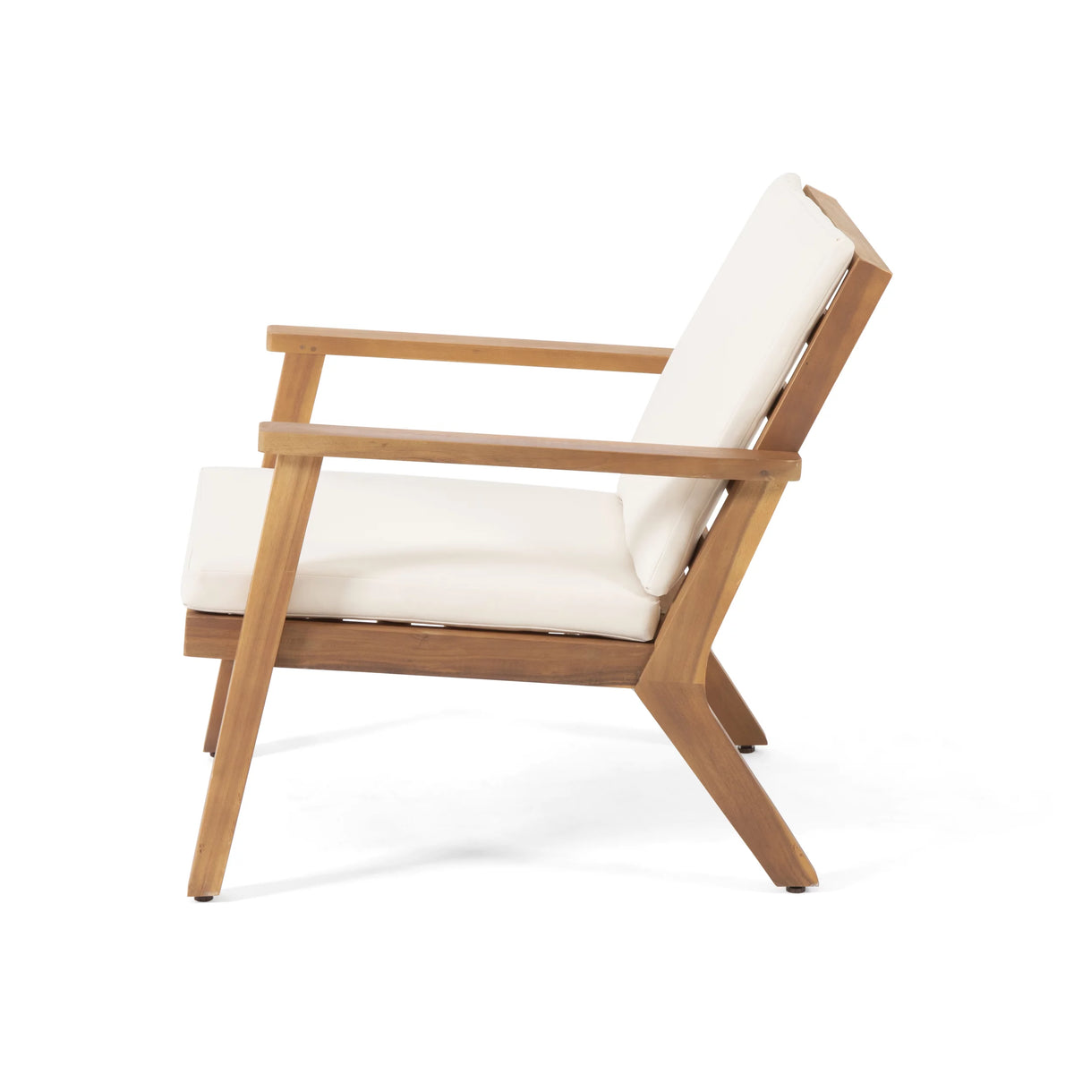 Acacia Wood Club Chairs with Cushions, Set of 2, Brown Patina, Cream L4966