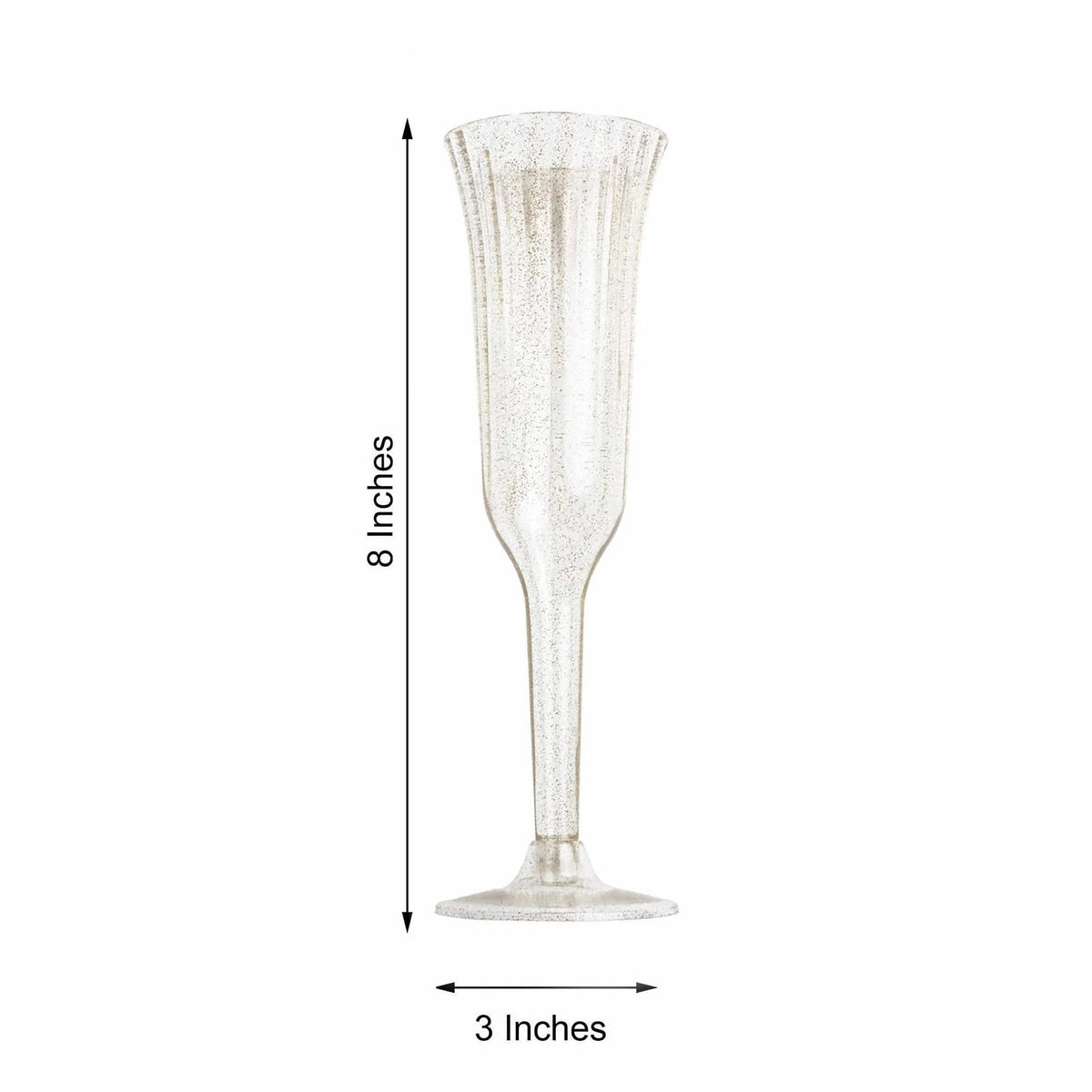 60 Pcs Gold Glitter Clear Plastic Champagne Flutes X29807
