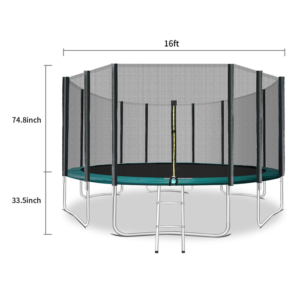 16 FT Trampoline with Safety Enclosure Net and Ladder E179206