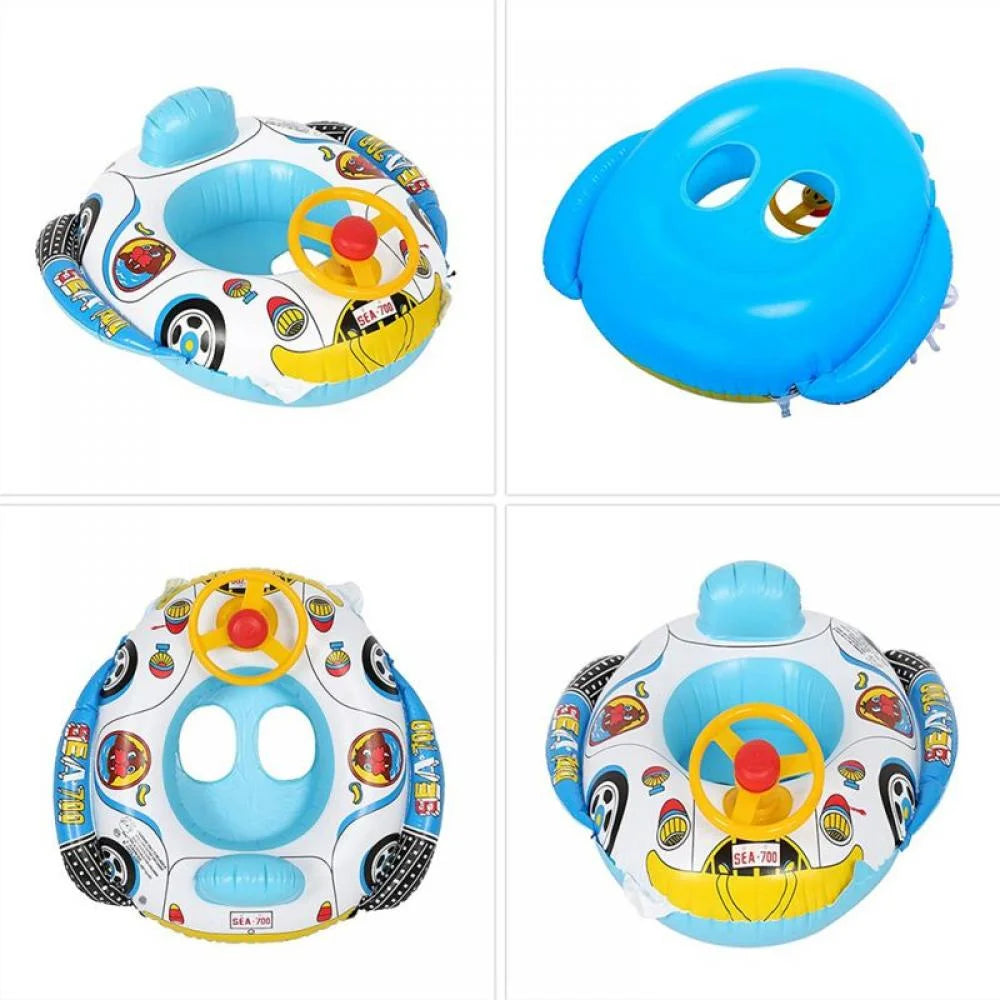 Inflatable Pool Float Ring with Steering Wheel Horn F63750