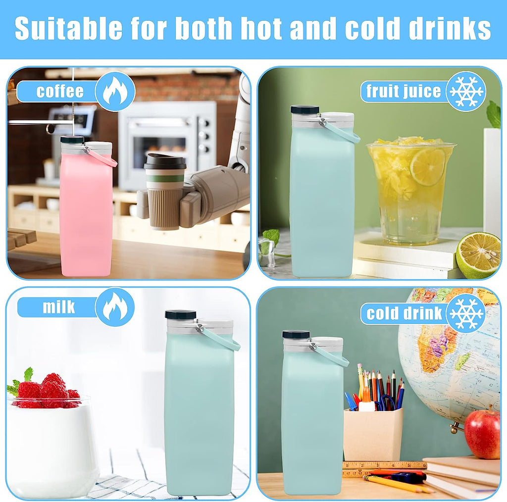 2PCS Collapsible 20oz Silicone Water Bottles S436688