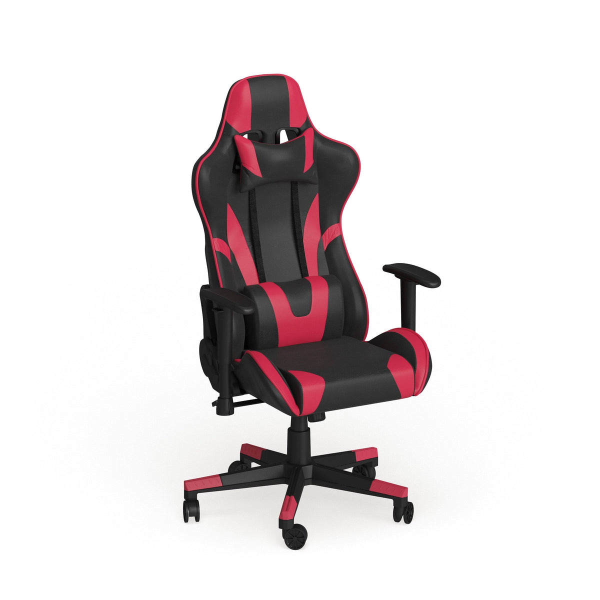 Racing Ergonomic Chair with Fully Reclining Back in Red LeatherSoft X8681