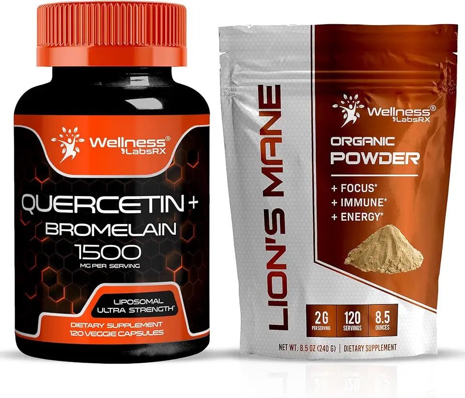 Quercetin with Bromelain 1500mg Lions Mane 2000mg Supplement H172396