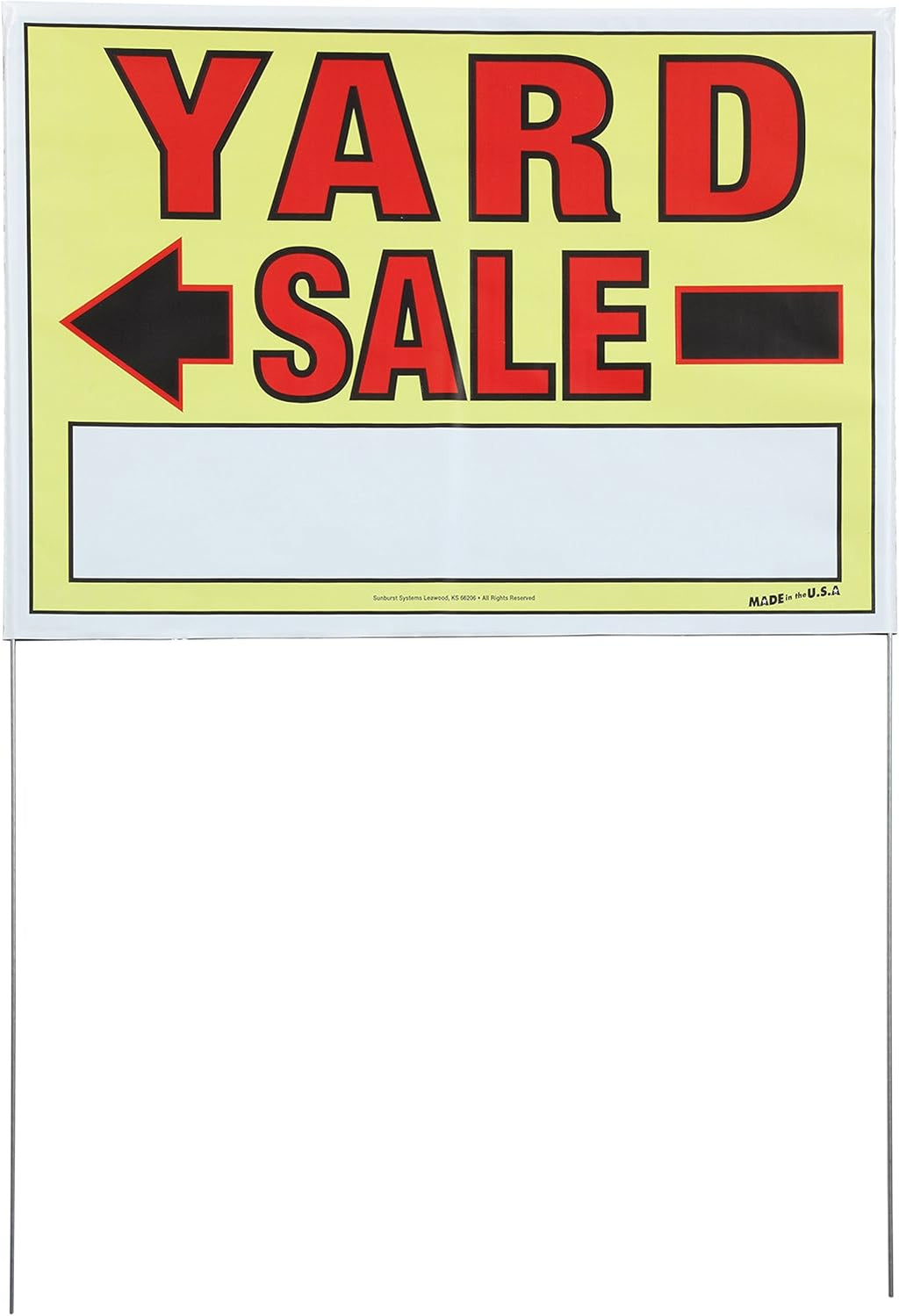 Yard Sale Sign with U-Stake, 32" H x 26" W, Yellow and Red, 10 Count Pack of 2 K131033