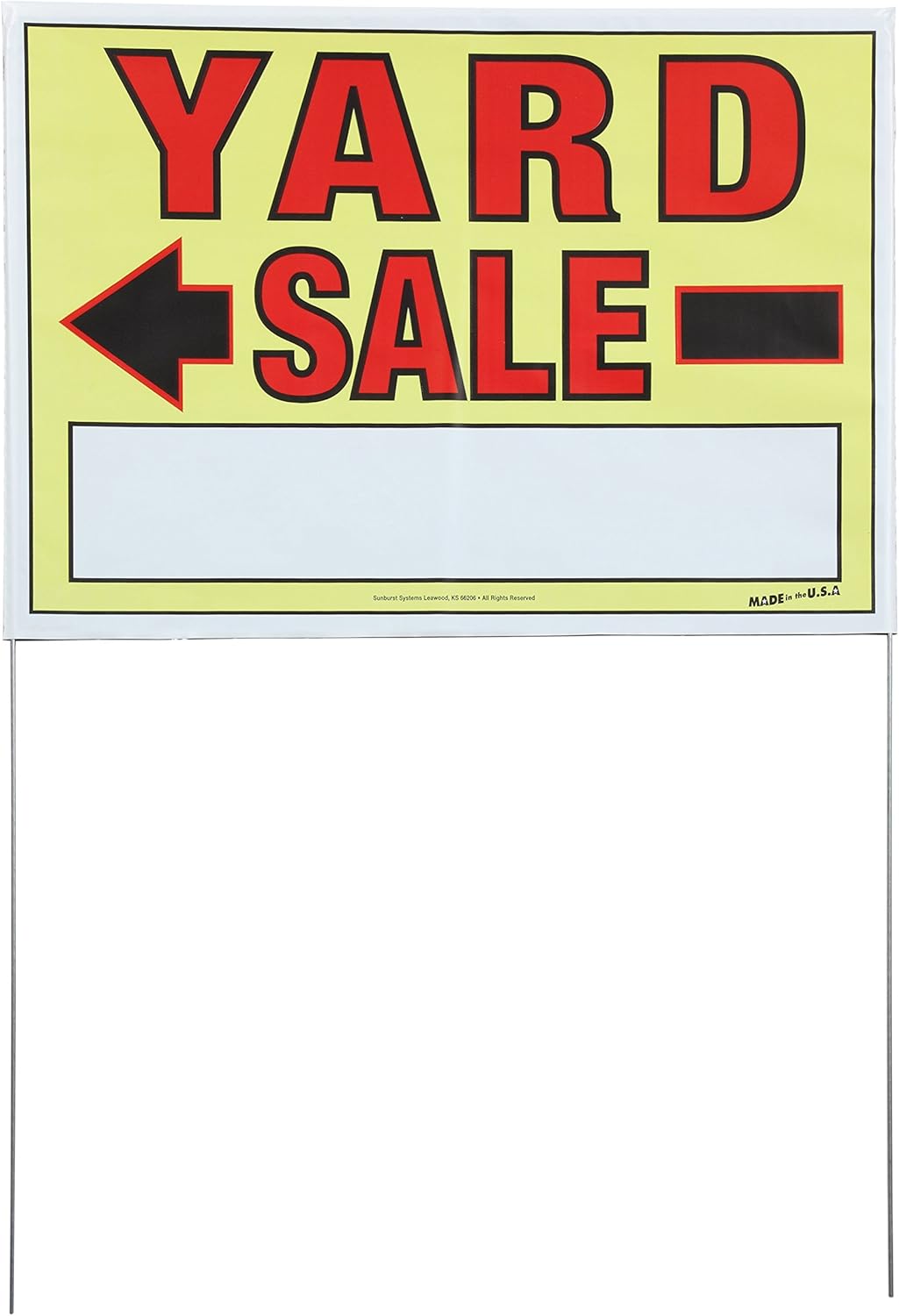 Yard Sale Sign with U-Stake, 32" H x 26" W, Yellow and Red, 10 Count Pack of 2 K131033