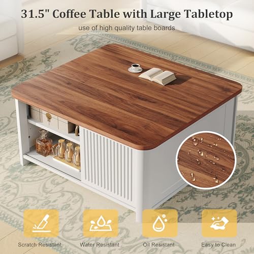 White Lift Top Coffee Table with Storage H657