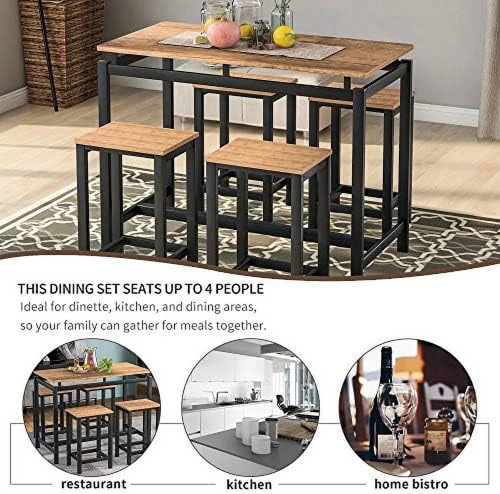 5-Piece Counter Height Dining Table Set with 4 Stools R4502