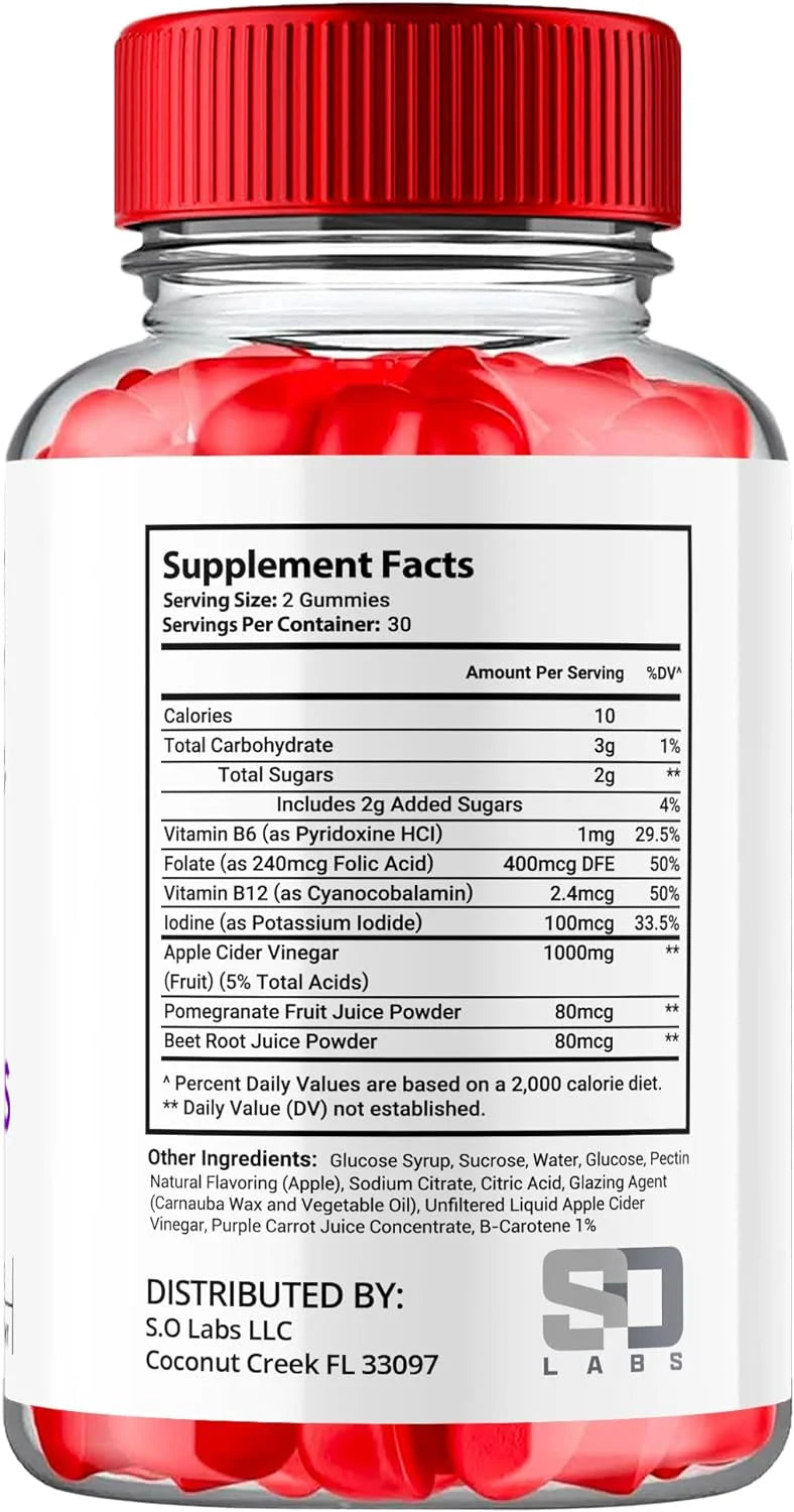 Apple Cider Vinegar Dietary Supplement Gummies 180 Gummies E714