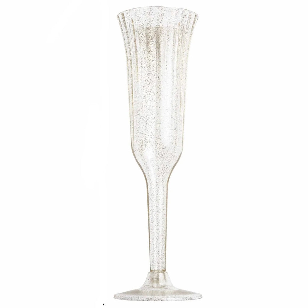 60 Pcs Gold Glitter Clear Plastic Champagne Flutes X29807