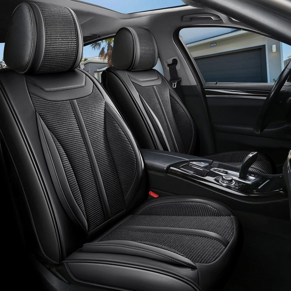 Coffee Leather Car Seat Covers Full Set 5 Seats J300