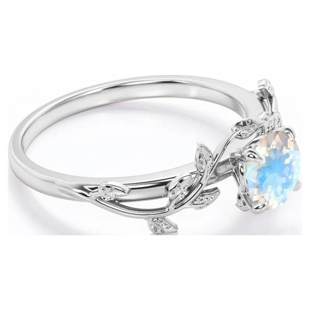 0.50 Carat Round Cut Rainbow Moonstone Engagement Ring Q189