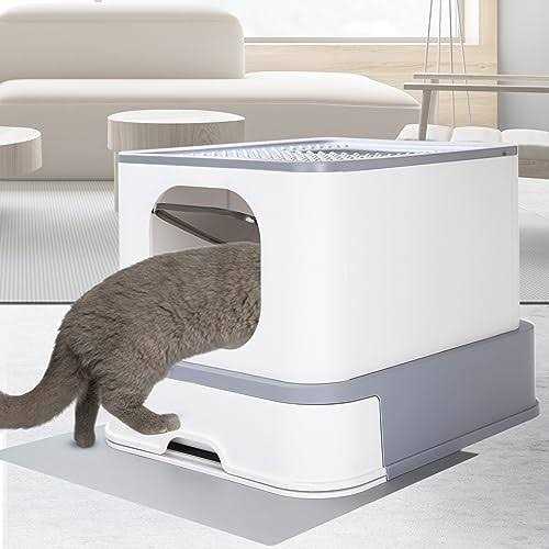 Large Top Entry Anti-Splashing Cat Litter Box with Lid Z376754