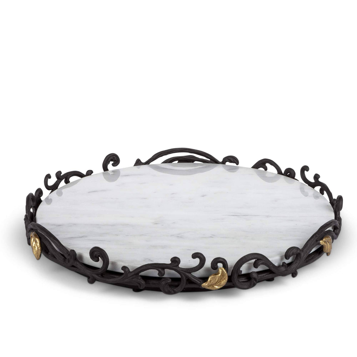 Gold Leaf Marble Lazy Susan with Metal Base H389