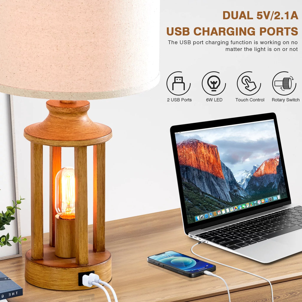 3 Way Dimmable Touch Control Table Lamps Set of 2 with USB Ports N103012