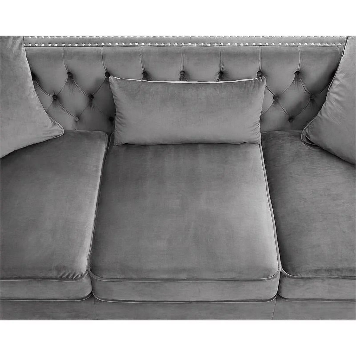 Velvet Sofa Set with Loveseat and Sofa in Gray T688