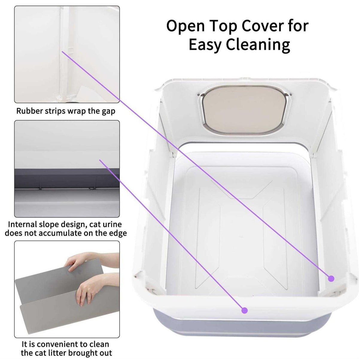 Large Top Entry Anti-Splashing Cat Litter Box with Lid Z376754