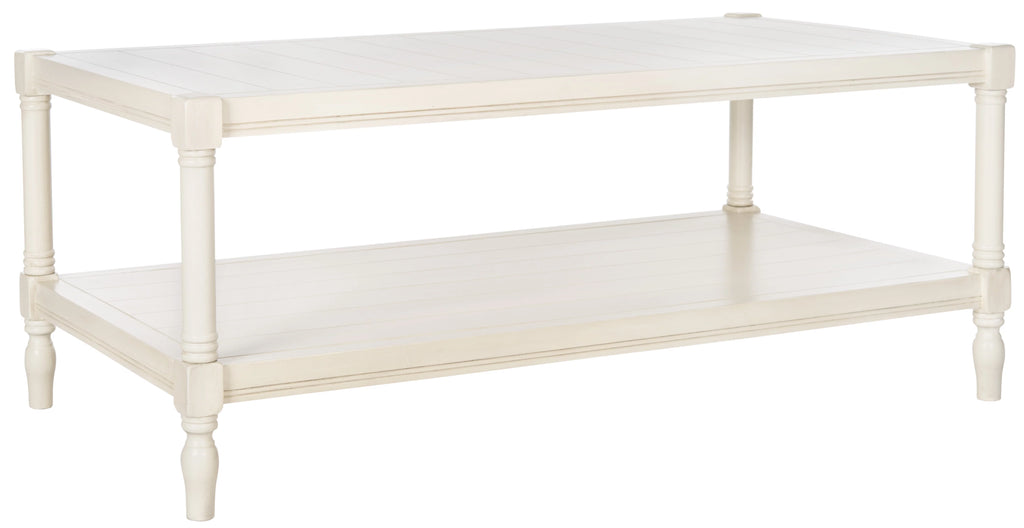 White Coffee Table with Storage Shelf M172044