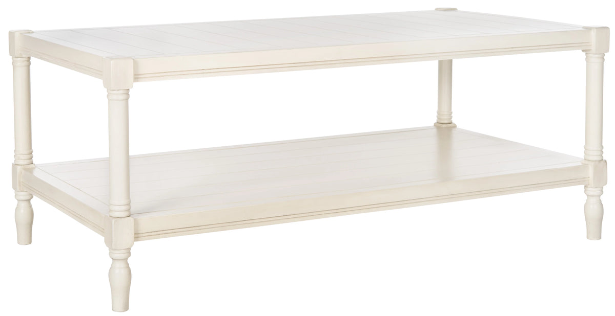 White Coffee Table with Storage Shelf M172044