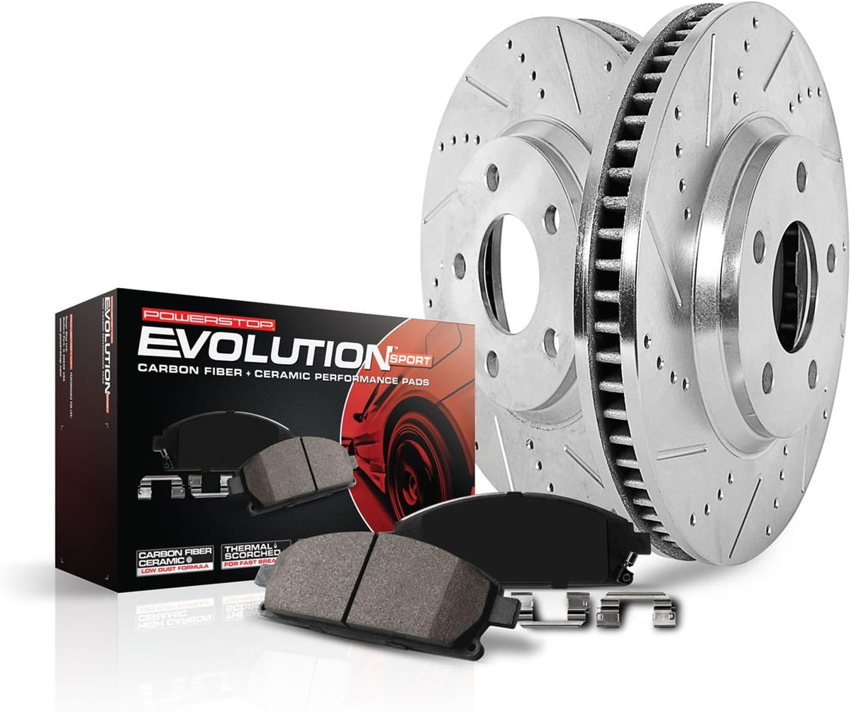Rear Z23 Carbon Fiber Brake Pads with Drilled & Slotted Brake Rotors Kit N6919