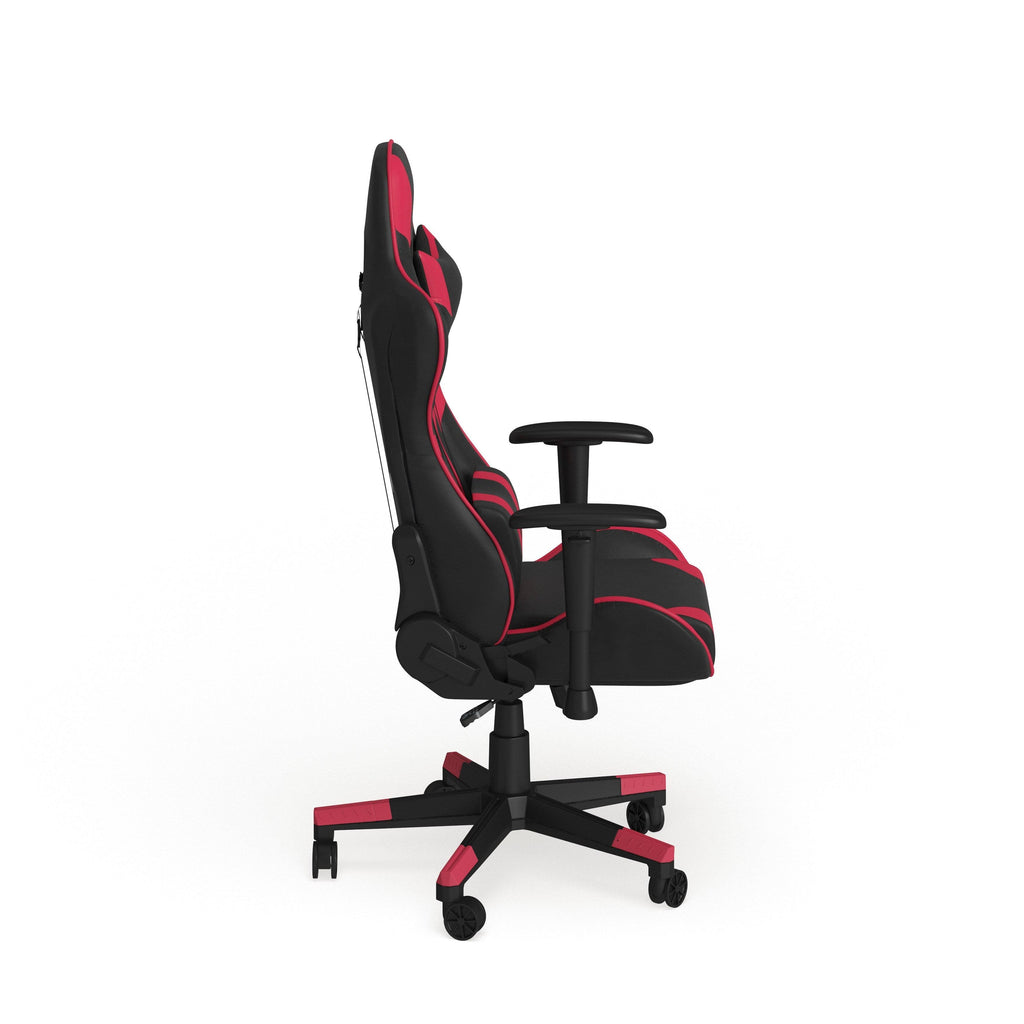 Racing Ergonomic Chair with Fully Reclining Back in Red LeatherSoft X8681